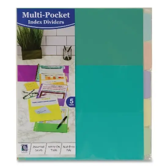 C-Line 5-Tab Index Dividers with Multi-Pockets 5-Tab 11 1/2" x 10" 07650 image {1}