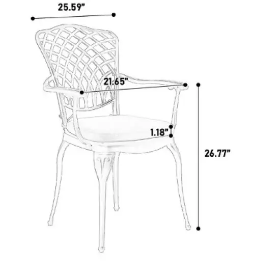 3 Piece Patio Seating Set, Aluminum Patio Accent Chairs Set Of 2 With Umbrella Hole And Cushion,All Weather Metal Bistro Table Set-Maison Boucle image {3}