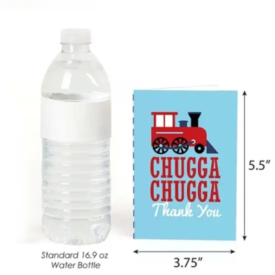 Big Dot of Happiness Railroad Party Crossing - Steam Train Birthday Party or Baby Shower Thank You Cards (8 count) image {2}