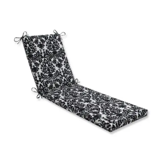 Essence Damask Indoor/Outdoor Chaise Lounge Cushion - Black/White - Pillow Perfect image {4}