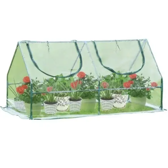 Aoodor 6' x 3 ' x 3' Portable Mini Greenhouse PE Cover 2 Zipper Door image {6}