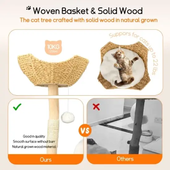 Artloge 47" Tall Sturdy Cat Tree Tower Multi-Level Play Activity Center Luxury Cats House with Cozy Condo & Scratching Post & Toy Ball image {4}