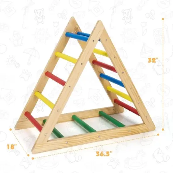 Costway Climbing Triangle Ladder, Wooden Triangle Climber, Educational Triangle Climber image {2}