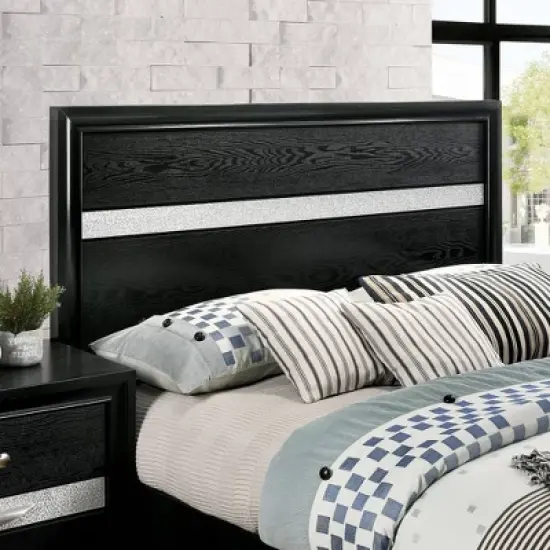 2pc Queen Whether by Bed with Nightstand Black - miBasics image {7}