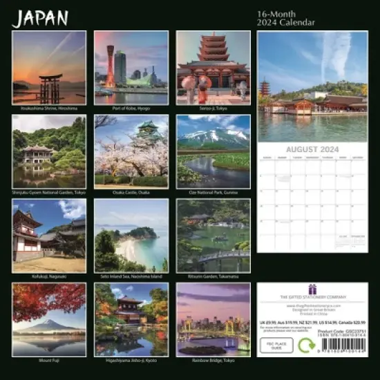 The Gifted Stationery 2024 Square Wall Calendar, Japan, 16-Month Passport Collection Theme with 180 Reminder Stickers (12x12 In) image {3}