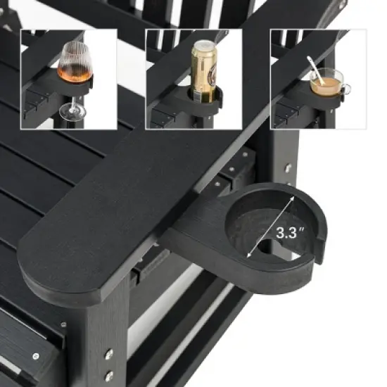 Fortune Candy Poly Lumber Patio Glider 2 Seater with Ergonomic Deep Seat, High Backrest, Cup Holders, for Outdoor Garden, Yard, or Deck image {3}