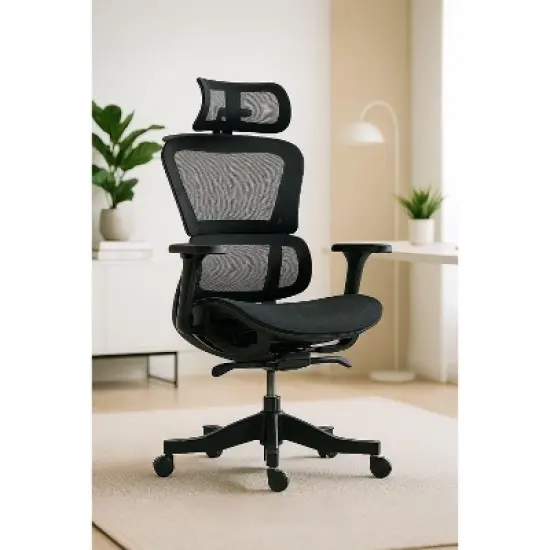 PAGED Ergonomic Office Chair High Back Mesh Gaming Chair with 360&deg;Swivel Base, 4D Multi-Directional Armrests for Living Room, Home Office image {2}