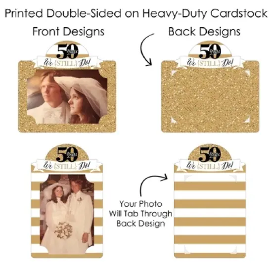 Big Dot of Happiness We Still Do - 50th Wedding Anniversary - Anniversary Party Picture Centerpiece Sticks - Photo Table Toppers - 15 Pieces image {4}