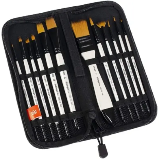 KINGART Brush Set Gold Nylon in Case 12 pc image {1}