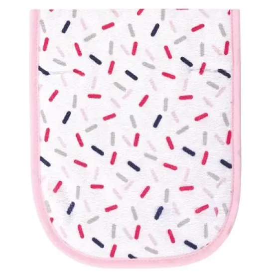 Hudson Baby Infant Girl Cotton Terry Bib and Burp Cloth Set 5pk, Cupcake, One Size image {4}