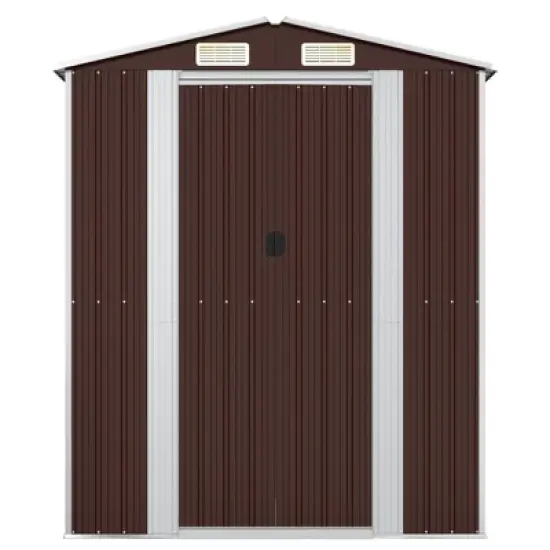 vidaXL Garden Shed Dark Brown Galvanized Steel Large Sliding Components image {2}
