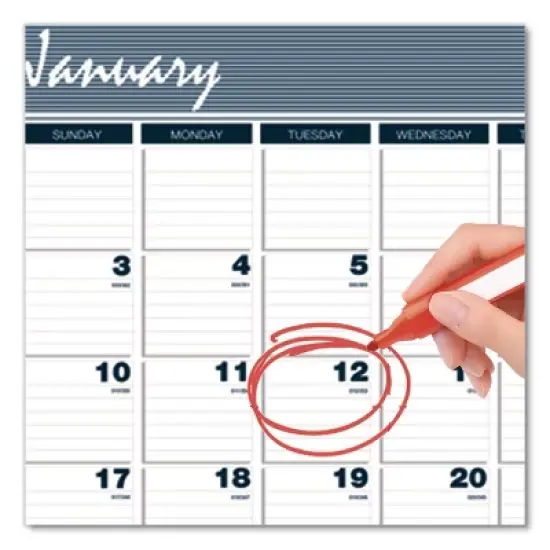 Bar Harbor Recycled Wirebound 3-Months-per-Page Wall Calendar, 15.5 x 22, White/Blue/Gray, 14-Month: Dec 2025 to Jan 2027 image {3}