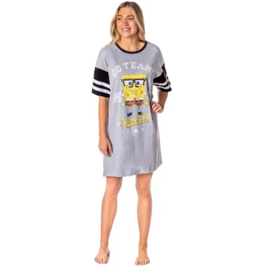 Nickelodeon SpongeBob SquarePants Womens' Nightgown Sleep Pajama Shirt Grey image {3}