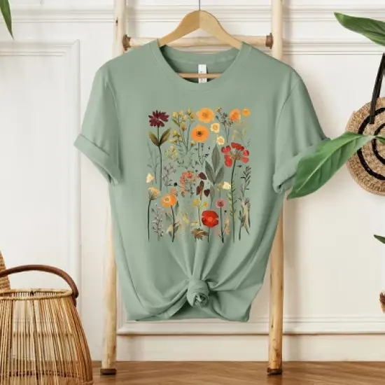 Simply Sage Market Women's Vintage Pressed Flowers Short Sleeve Graphic Tee image {1}