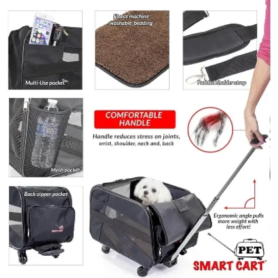 dbest products Pet Smart Cart Rolling Carrier with wheels soft sided collapsible Folding Travel Bag For Dogs & Cats - Airline Approved image {2}