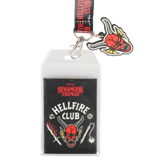 Stranger Things Hellfire Club Lanyard with Breakaway Metal Charm and ID Sleeve image {1}