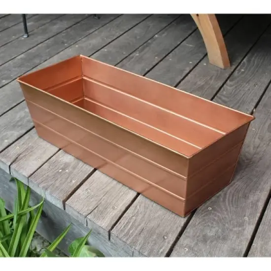 ACHLA Designs 22" Wide Rectangular Medium Galvanized Steel Planter Box Copper Plated: Embossed, No Assembly, Indoor/Outdoor image {3}