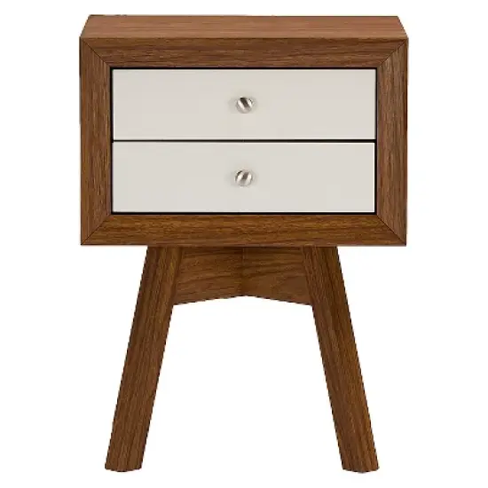Warwick Two-tone Modern Accent Table and Nightstand Walnut/White - Baxton Studio image {2}