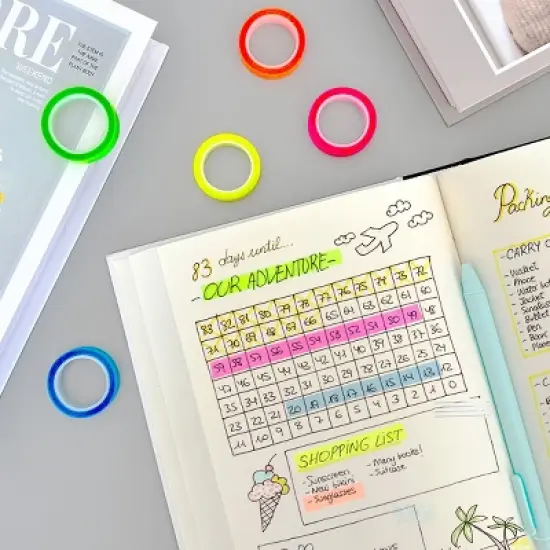 Wrapables Transparent Fluorescent Neon Removable Highlighter Tape 8mm x 5M (Set of 5) image {3}