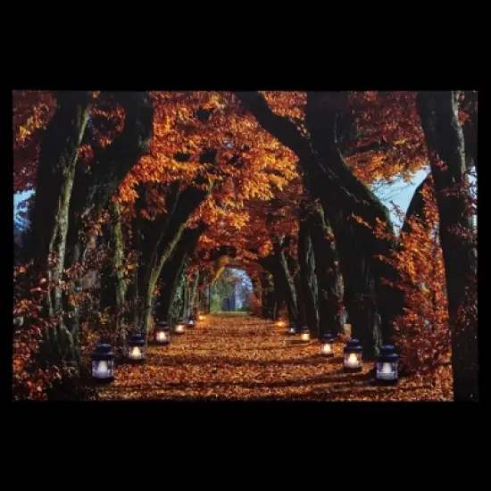 Northlight LED Lighted Fall Tree Archway with Lanterns Canvas Wall Art 23.5" x 15.5" image {2}
