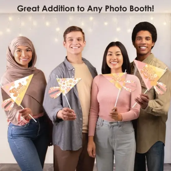 Big Dot of Happiness Stay Groovy - Triangle Boho Hippie Party Photo Props - Pennant Flag Centerpieces - Set of 20 image {3}