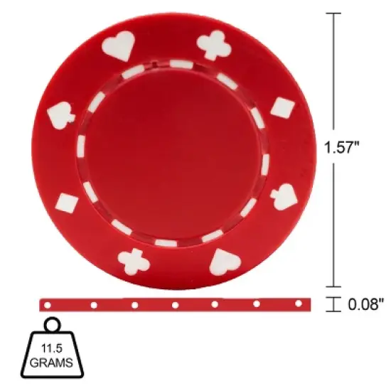Poker Chips &ndash; 100-Piece Set of 11.5-gram Blackjack Chips with Suited Design by Trademark Games (Red) image {1}