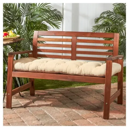 Solid Outdoor Bench Cushion - Stone - Kensington Garden image {1}