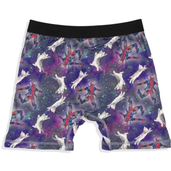 Marvel Mens' 2 Pack Deadpool Cat Symbol Boxers Underwear Boxer Briefs Black image {2}