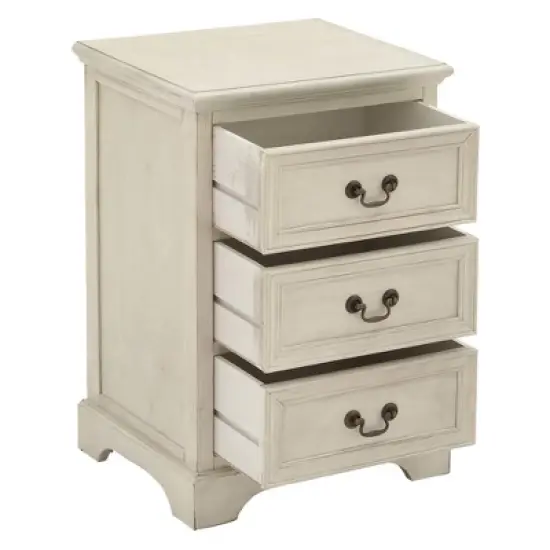 Wood 3 Stack Nightstand Antique Ivory - Olivia & May image {2}