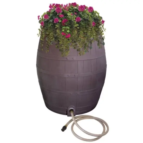 Emsco Flatback 50gal Whiskey Rain Barrel Brown image {3}