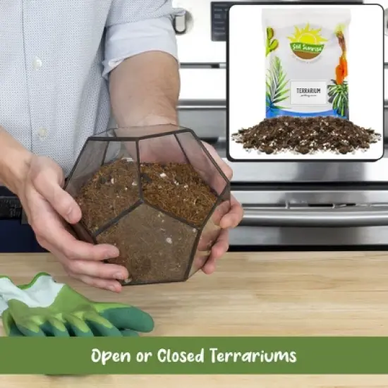 Soil Sunrise Terrarium Potting Soil Mix, w/ Blended Filtering Charcoal for Terrariums image {4}