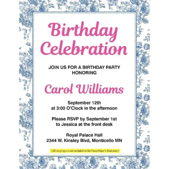 Great Papers Blue Toile Floral Everyday Letterhead Multicolored 50 Sheets/Pack (2025010) image {2}