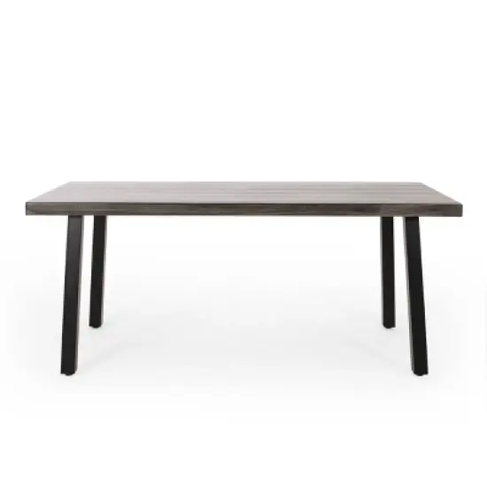 Pointe 3pc Outdoor Modern Industrial Aluminum Dining Set with Benches Gray/Matte Black - Christopher Knight Home image {3}