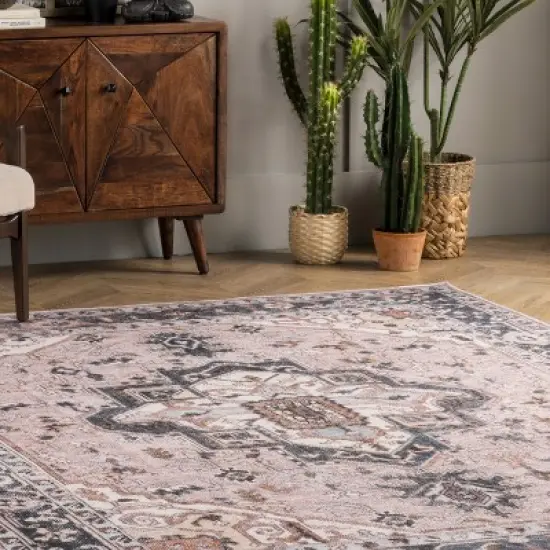 nuLOOM Sasha Machine Washable Medallion Area Rug image {8}