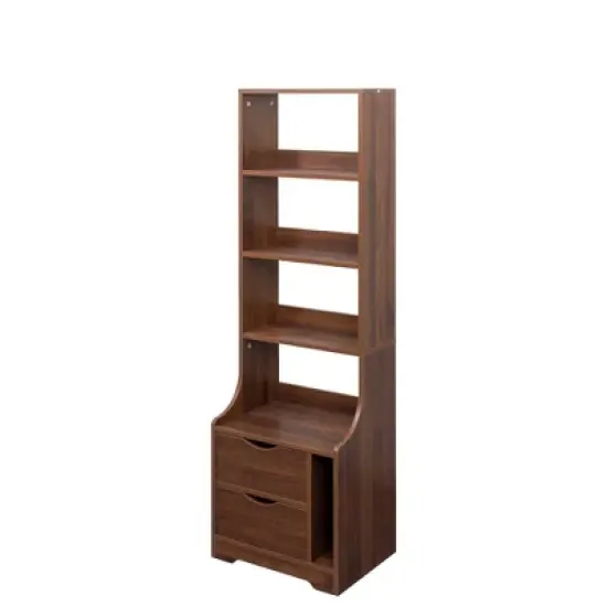 Cesicia Night Stand with Bookshelf, Night Stand with 2 Storage Drawers for Bedroom image {3}