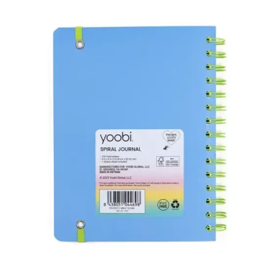 Yoobi 6"x8" Journal Spiral with Elastic Band Blue Dino image {2}
