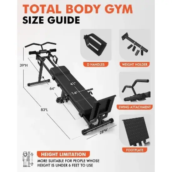 ERKANG Total Home Gym with Detachable Footplate, Swing Attachment and Weight Holder, Versatile Total Body Training Machine image {7}