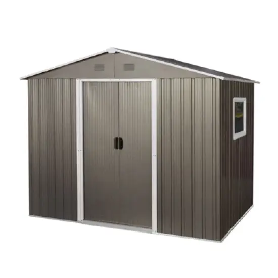 NicBex Utility Tool Storage Sheds House with Window and Lockable Doors for Backyard Garden,Patio,Gray image {6}