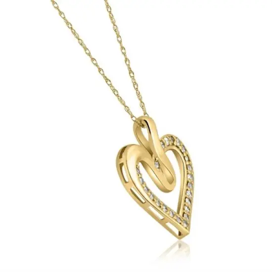 Pompeii3 1/4Ct Diamond Curve Heart Shape Pendant Necklace in White, Yellow, or Rose Gold image {1}