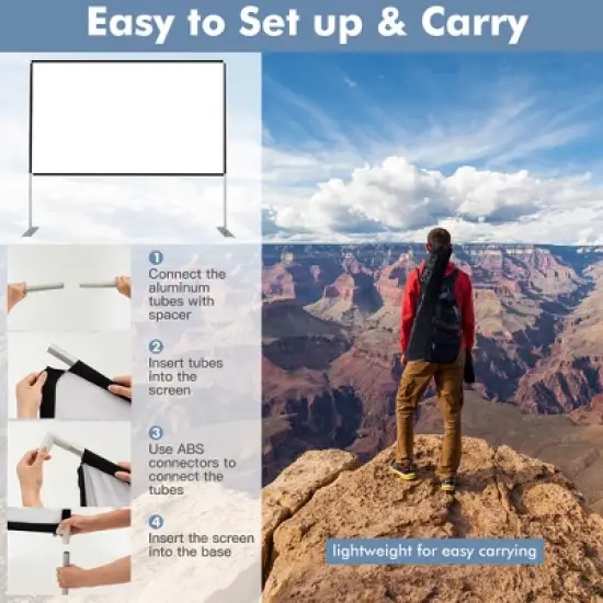 Costway 120'' Projector Screen w/ Stand 16:9 HD 4K Indoor Outdoor Projection Movie Screen image {6}