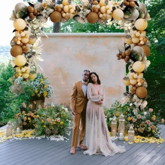 Artloge 82" Tall Heavy Duty Metal Wedding Arch Stand Garden Arbor Trellis Archway Plant Vine Gate for Climbing Plants Outdoor Ceremony Decor image {9}