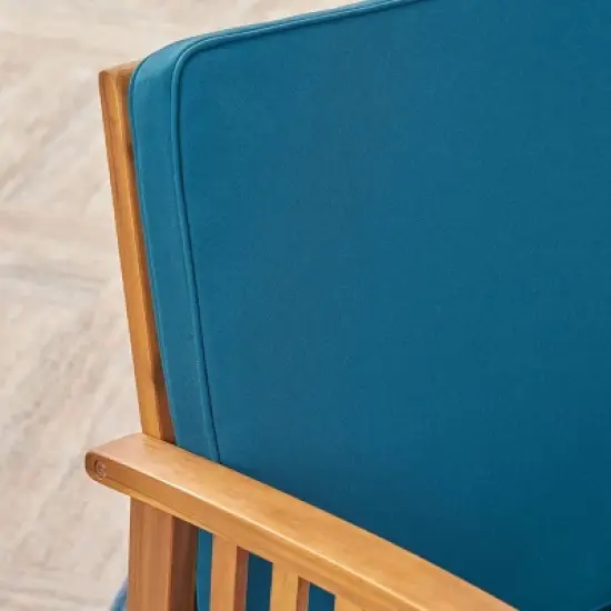 Carolina 5pc Acacia Club Chairs with Coffee Table Brown Patina Finish/Dark Teal - Christopher Knight Home: Weather-Resistant Outdoor Seating Set image {2}