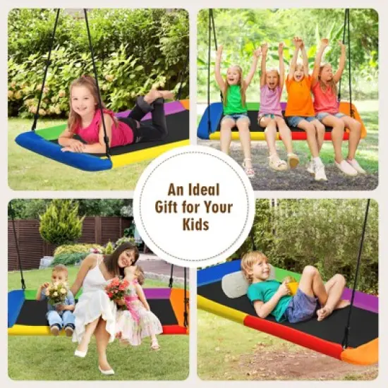 Infans 700lb Giant 60" Platform Tree Swing Outdoor w/ 2 Hanging Straps Colorful image {3}