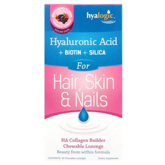 Hyalogic HA Collagen Builder, Hyaluronic Acid + Biotin +Silica, Mixed Berry, 30 Chewable Lozenges image {4}