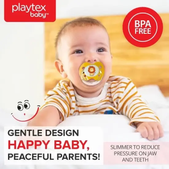 Playtex Baby &ndash; Binky Orthodontic Pacifier with Snap-On Cover, Air Comfort Shield, Medical-Grade Silicone, 0&ndash;6 Months, 2-Pack, Unicorn and Panda Design image {2}