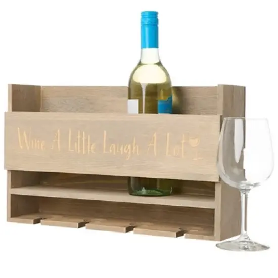 The Lakeside Collection Rustic Wall Mounted Wine Rack and Glass Holder image {5}