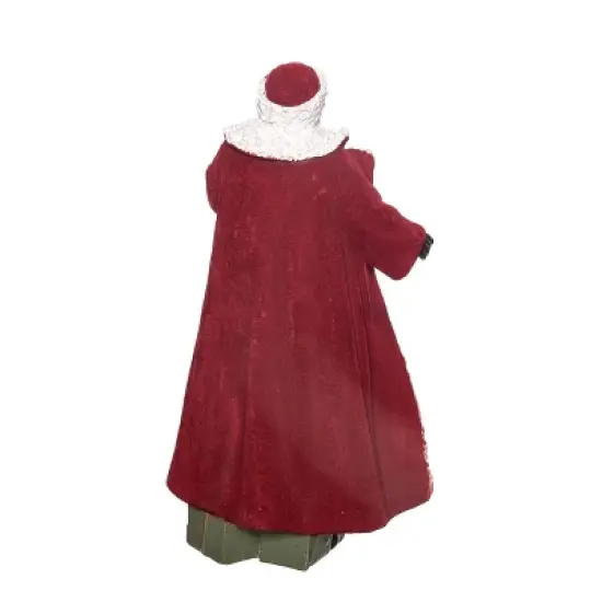 Transpac 12.75 in Multicolor Fuzzy Santa Figurine with Watch Christmas Decorative Object Polyresin image {2}