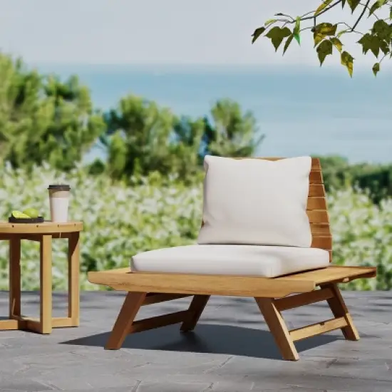 Acacia Wood Patio Accent Chair,Armless Patio Accent Chairs With Water-resistant Cushions,Patio Chair -Maison Boucle image {8}