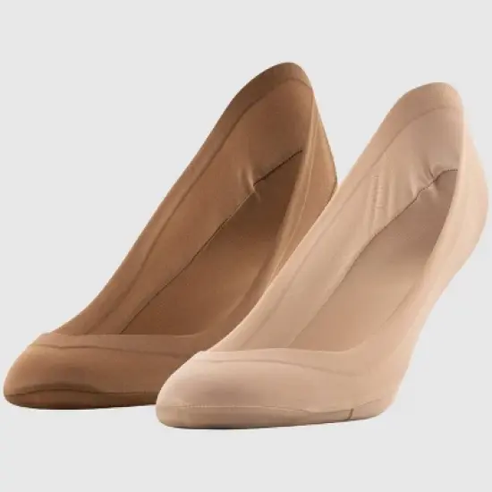 Peds Women's 2pk V-Neck Super Low Liner Socks - Nude/Tan 5-10 image {5}