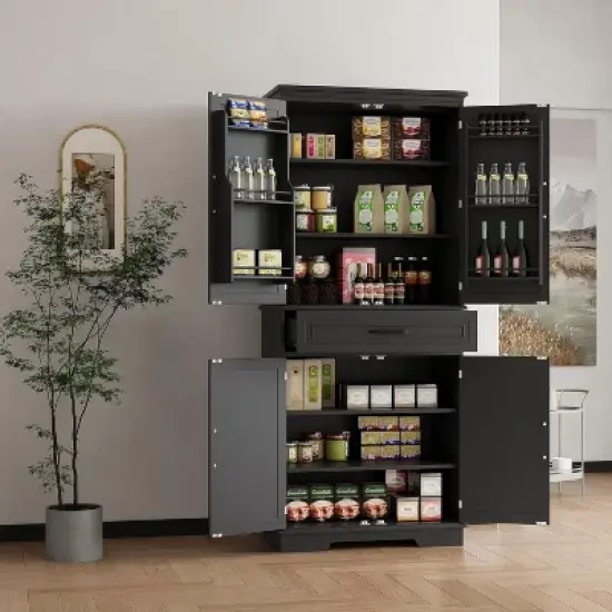 COZONY 72'' Tall Kitchen Pantry Cabinet with Drawer and Adjustable Shelves, Farmhouse Storage Cupboard for Dining Room or Laundry image {3}